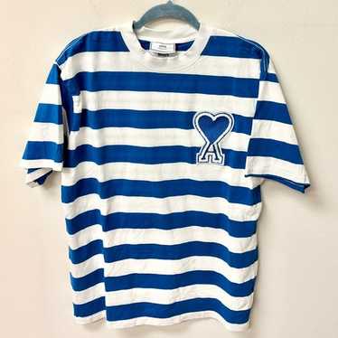 Tシャツ・カットソー AMI Men T Shirts HSW048JE0120 Blue Blue European Made & Designed Premium Quality T-Shirt - Crew