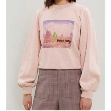 【美品】Ganni Isoli パフスリーブ ラブクラブ スウェット スウェット パフスリーブ | クロップド 長袖 - orubia