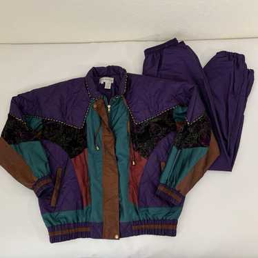 90s ユーロヴィンテージ スウェードブルゾン 90s USA製 swingster Mycogen Plant Sciences 刺繍 ツートン