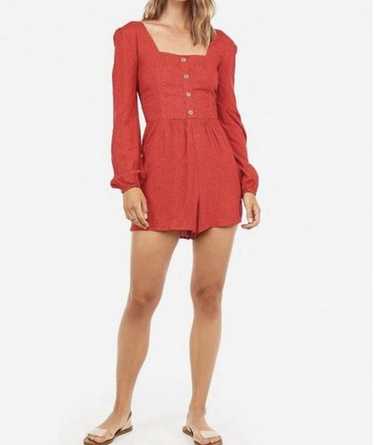 Express Red Polka Dot Print Button Front Romper X… - image 1