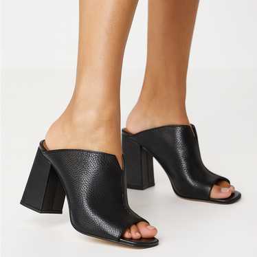 Vince Camuto Leather Block Heel Open Toe Slides - image 1
