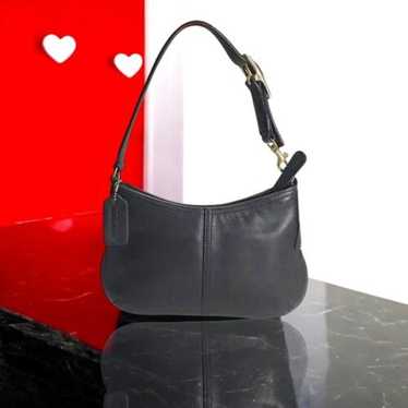 Vintage Coach Hobo Bag Black Silver Buckles and Grommets