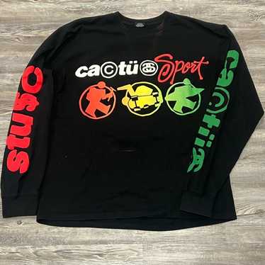 ★【STUSSY】★Stussy x Cactus Plant Flea Market Sport LS T★ Cactus Plant Flea Market x Stussy - Black CPFM Sport Logo L