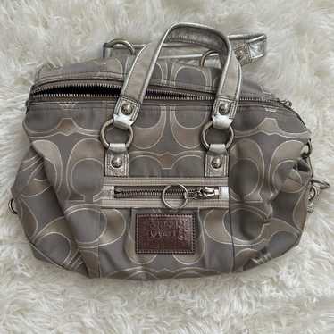 バッグ Coach Poppy Silver Ocelot Shoulder Bag Coach poppy Silver sequin Shoulder/ Crossbody bag vintage
