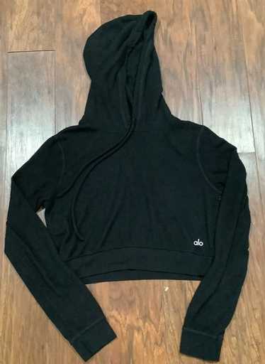 Alo Yoga CROPPED HOODEEクロップド フーディー ブラックS Cropped In The Air Short Sleeve Hoodie - Black | ALO