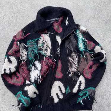 アウターその他 ANDERSSON BELL Rainbow intarsia zip-up cardigan atb1154mBLAC ANDERSSON BELL Rainbow Intarsia Zip-Up Cardigan - Black