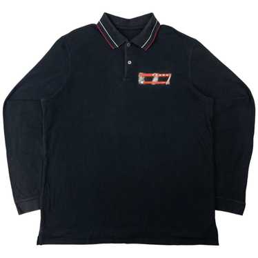 トップス 00s prada sports rubber logo polo sullen Prada Black Rubber Logo Short Sleeved Polo - Double Extra