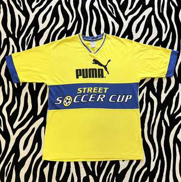 ウェア VTG 90S PUMA STREET SOCCER CLUB JERSEY Vintage 90s Blue Puma Street Soccer Cup T-Shirt - Large