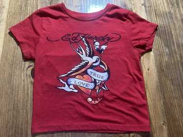 Ed Hardy TRUE LOVE VネックTシャツ XS Ed Hardy tシャツ エドハーディー オーバーサイズグラフィック