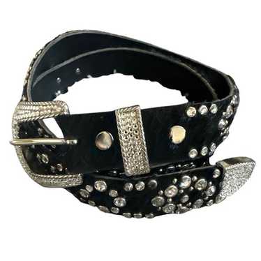 Kippy スタッズクリスタル ブラックベルト Kippys Western Belt Size 42 Black Jet Swarovski Crystal