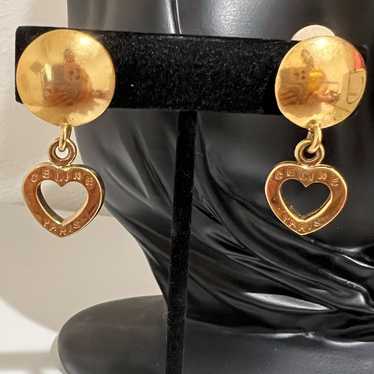 ★送関込み★ CELINE Coeur Celine Heart Earrings Celine Cœur Celine Heart Earrings in Brass with Gold Finish