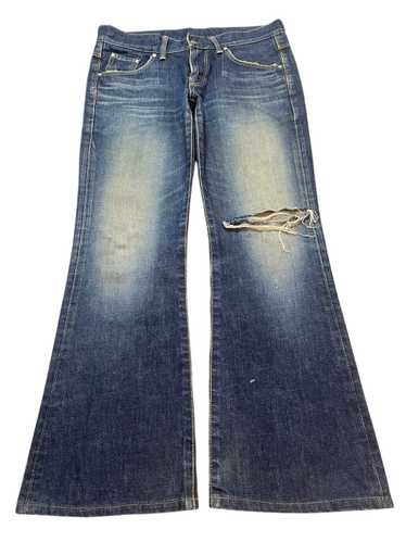 EDWIN 401 archive denim flare pants 00s’ Vintage Edwin 503 Flare Leg Jeans - Distressed Faded Blue