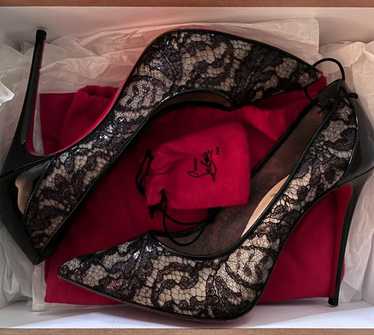 クリスチャンルブタン　follies lace パンプス Follies Strass - 100 mm Pumps - Mesh, suede calf and strass