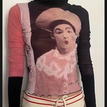 cop.copine.paris フランス製 デザインカットソー 超希少 COP COPINE PARIS Pure Mesh Awesome Print Graphic T-shirt 90