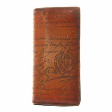 Berluti Santal Patchwork Scrit Leather Long Wallet Dark Gray