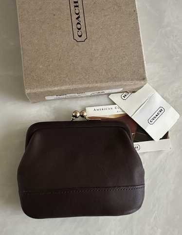 Vintage Coach Change Purse Black がま口 COACH VINTAGE BLACK/RED LEATHER KISSLOCK COIN PURSE With