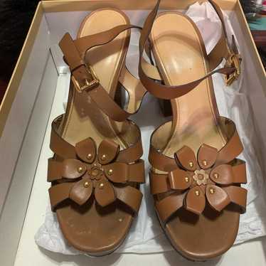 michael kors tara floral embellished leather slide