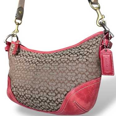 1354 COACH シグネチャー ワンショルダー ホーボーバッグ 6351 COACH 6351 Signature Hobo Bag White Jacquard Leather Y2K