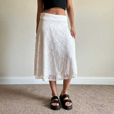 Vintage Women's Lace Skirt - White - L – beautifu… - image 1