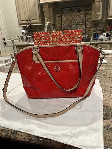 coach embossed patent leather tote