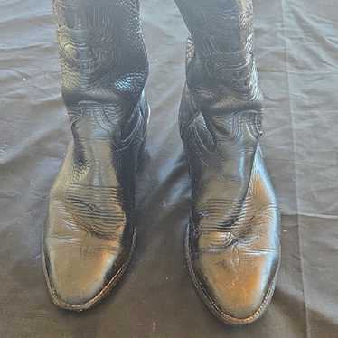 Jack Daniel's Black Leather Western Biker Boots with Harness