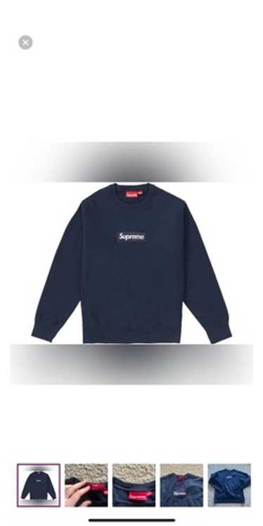 トップス Supreme Washed Box Logo Crewneck Navy M Supreme box logo navy - Gem