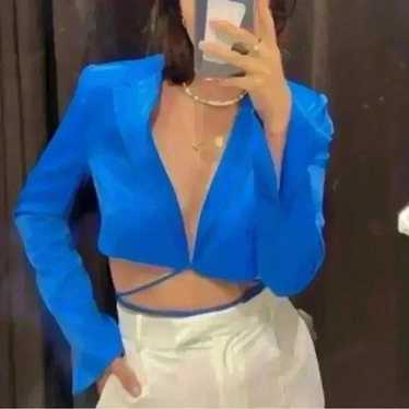 Zara cropped blue satin - Gem