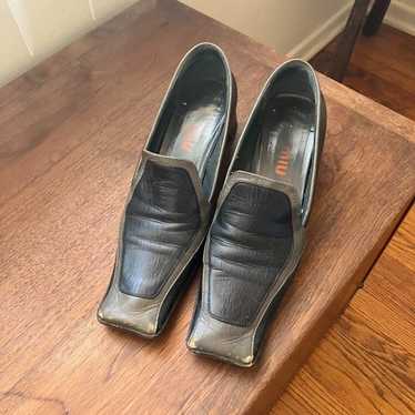 Vintage 90s Miu Miu Purple Leather Shoes with Peep To… - Gem