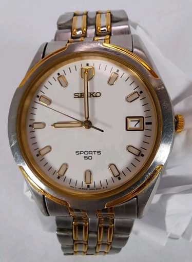 時計 Watch Seiko Sports 50 SEIKO KINETIC SPORTS 50 MENS WRIST WATCH SKELETON BACK DATE