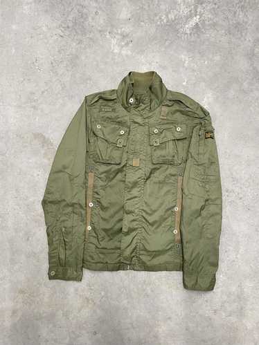 G-STAR RAW E JACKET ミリタリー G STAR RAW Soft Green Leather Jacket Military Motorcycle M