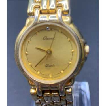 vintage Orient gold bracelet Watch 時計 VINTAGE LUXURY CLASSIC BLACK DIAL GOLD PLATED JAPAN MEN'S