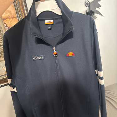古着　y2k 90s ellesse ネイビー ストライプ ジップアップセーター Vintage]90s ellesse 2tone TrackJacket