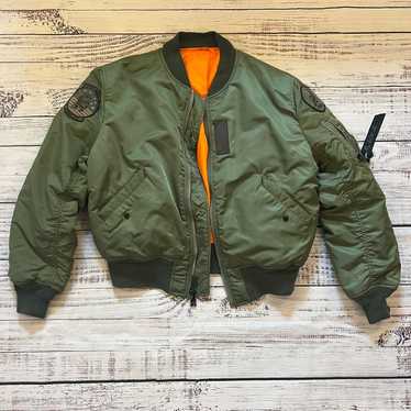 ADRER vintagemake PU reversible MA-1　S Supreme Reversible Checkered Ma-1 Bomber Jacket Olive… - Gem