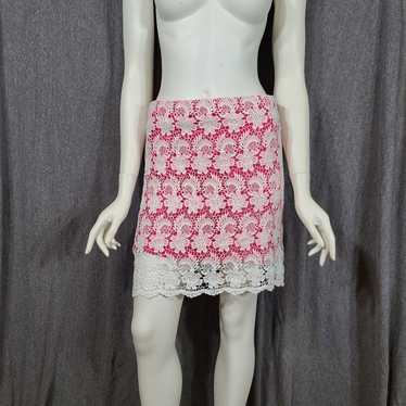 White Lace With Pink Lining Skirt - image 1