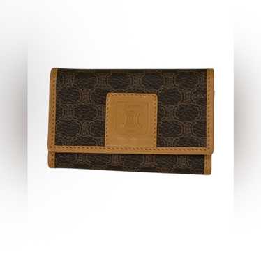 CELINE ♡ Vintage ♡ Key ring & coin case CELINE Coin Purse with Logo Keyring Key Holder Bicolor Coin