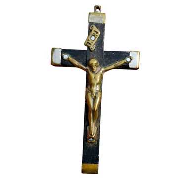 サンスクリット マントラ 紋様 黒石 アンティーク レア Vintage jesus cross wood - Gem