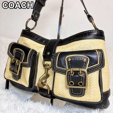 Coach Legacy Buckle Straw Shoulder Bag Used item Woman Free