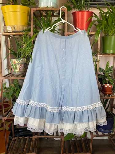 Unique Vintage Women's Skirt - Blue/White - L – L… - image 1
