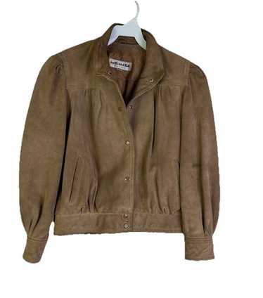 Vintage 80s Leather Puff Sleeve Jacket - Gem