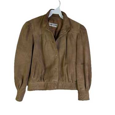 Vintage 80s Leather Puff Sleeve Jacket - Gem