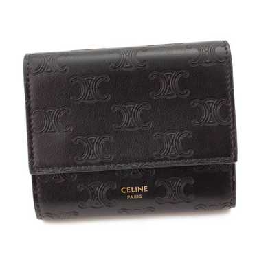 折りたたみ財布 CELINE SMALL TRIFOLD WALLET GRAINED CALFSKIN BLACK TRI-FOLD WALLET IN GRAINED CALFSKIN - BLACK | CELINE