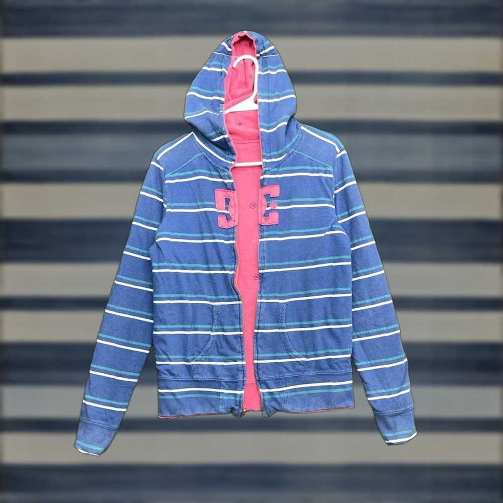 Vintage VINTAGE DC Shoes Hoodie Mens Small Blue Geometric All Over Print Reversible 2000s