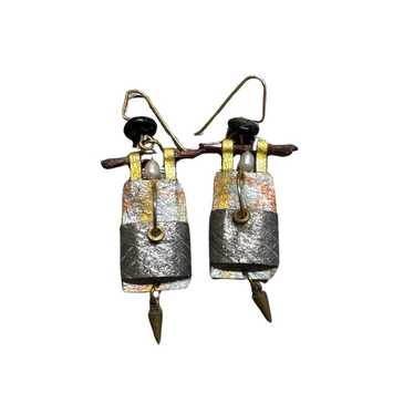 Source Unknown Silver And Gold Geometric Earrings - image 1