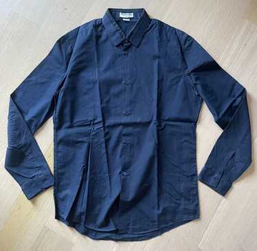 関税込【BALENCIAGA】 モノグラムシャツ Navy Blue Balenciaga 21 years Cotton Shirt 34 Unisex White x navy