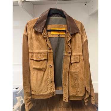 M TIMBERLAND COWHIDE LEATHER JACKET ALL WEATHER PROOF BROWN