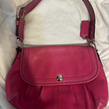 バッグ Coach Pink Soho Pleated Hobo Shoulder Coach Signature Soho Shoulder Bag Pink Women Used Authentic
