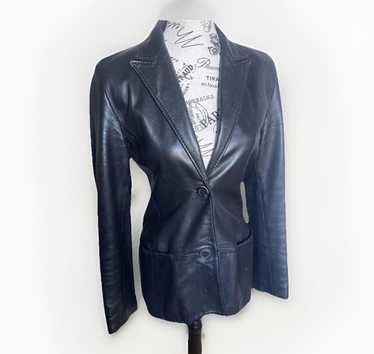 ジャケット Versace Light-Blue Leather Blazer Versace Leather Jacket | Blue | FARFETCH
