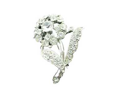 Bogoff Vintage Signed Clear Rhinestone Flower Bro… - image 1