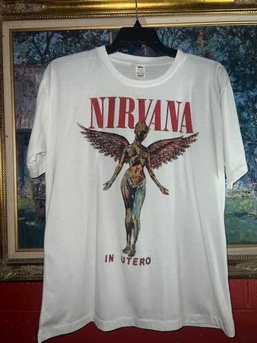 トップス NIRVANA s/s in utero tee l  Cobain Nirvana T Shirt In Utero Tour Angelic Kurt Cobain White New