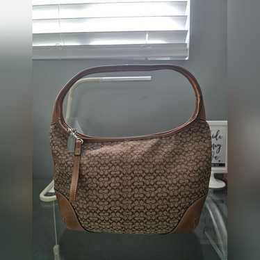 Coach Ergo Signature Black Canvas Leather Trim Turnlock